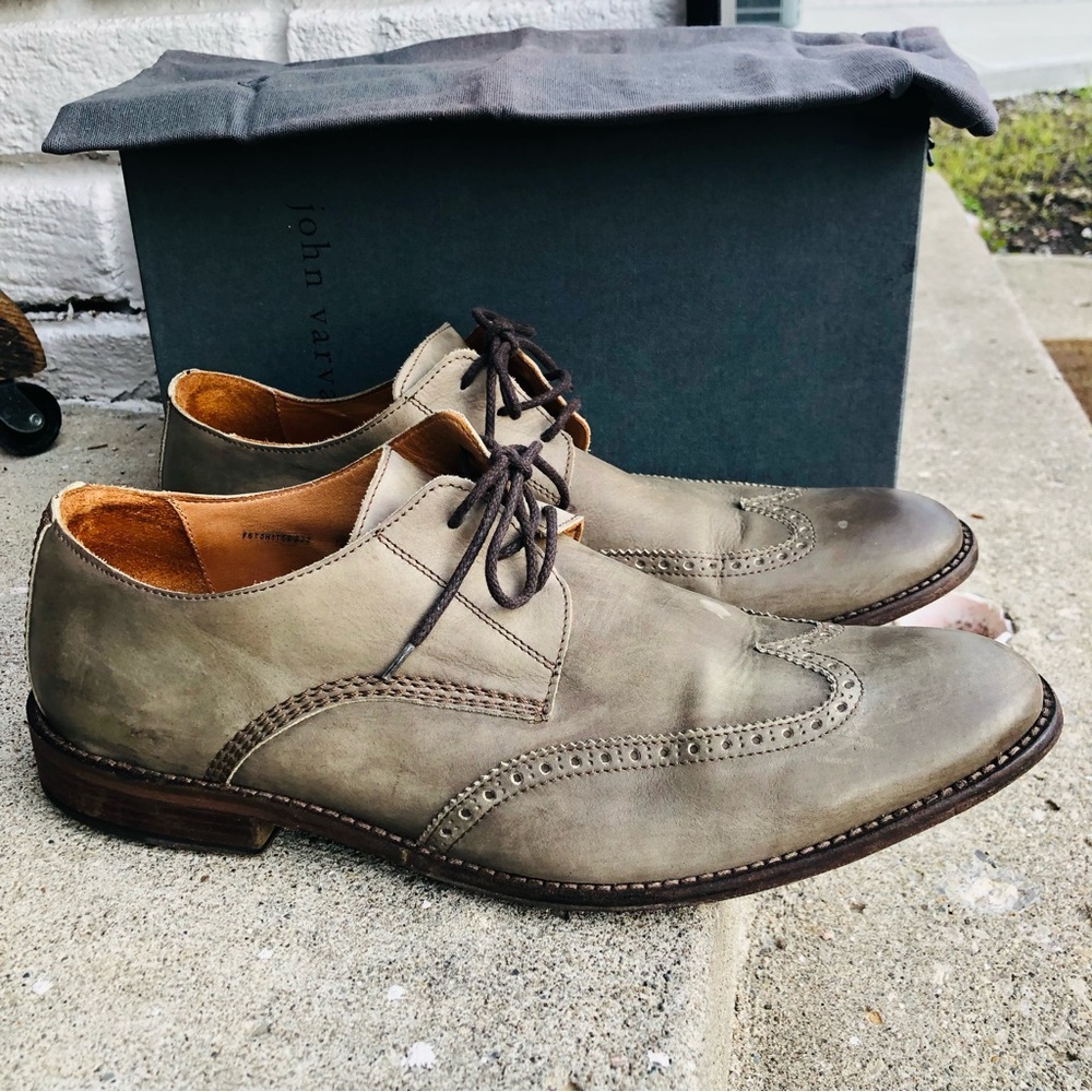 John Varvatos Greysh Wingtip Oxford Made in Italy Dress Shoes Sz 12